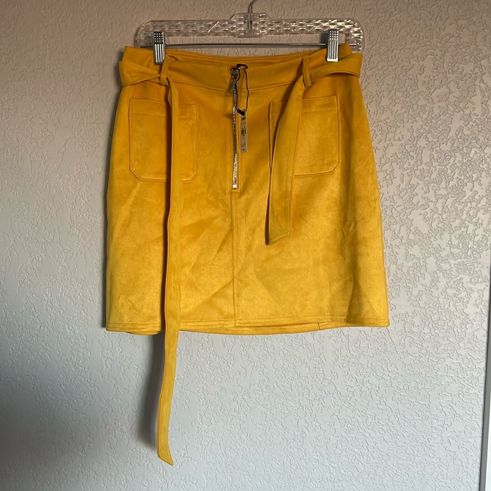 Express mustard, yellow belted, mini skirt NWT size 8